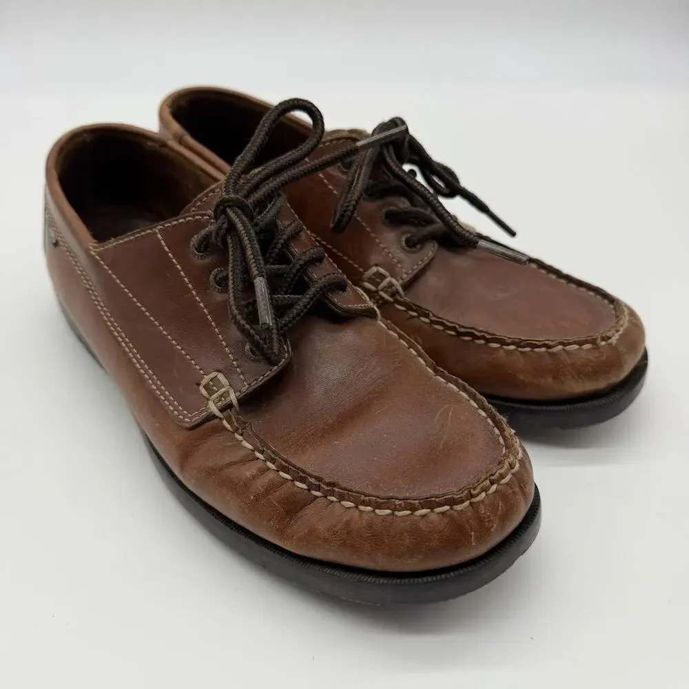 Eastland 7046 Men’s 8.5 D Brown Leather Moc Toe Boat Shoes Lace Up